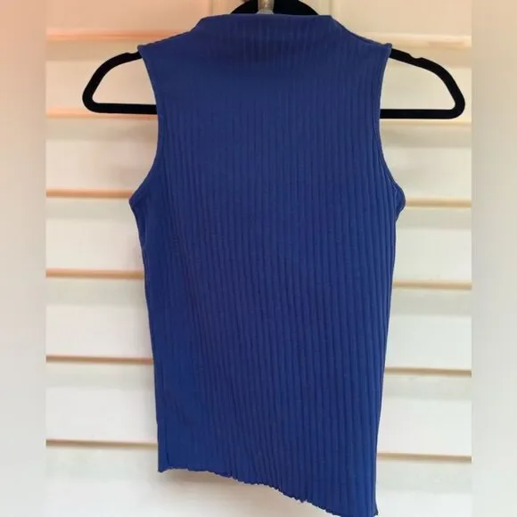 Zara Trafaluc blue ribbed sleeveless top, size Small - Picture 7 of 7